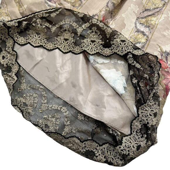 Anna Sui Floral Beaded Lace Trim Jacquard Shift Dress Multicolor 6 Boho Artsy - Picture 10 of 14